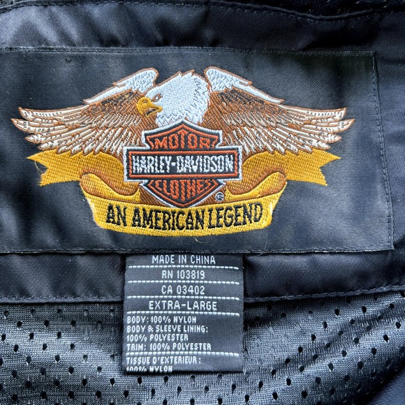 HARLEY DAVIDSON BLACK & ORANGE NYLON FULL ZIP BOMBER JACKET MEN'S SIZE XL - Picture 6 of 8